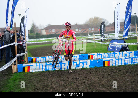 Derby, Regno Unito. Il 12 gennaio 2014. Cyclc-Cross Campionati Nazionali 11-12Gennaio 2014.Ian Campo (Hargroves cicli) vincitore della gara di mens e ora campione nazionale. Credito: Ian Francesco/Alamy Live News Foto Stock