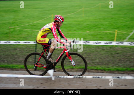 Derby, Regno Unito. Il 12 gennaio 2014. Cyclc-Cross Campionati Nazionali 11-12Gennaio 2014.Ian Campo (Hargroves cicli) vincitore della gara di mens e ora campione nazionale. Credito: Ian Francesco/Alamy Live News Foto Stock