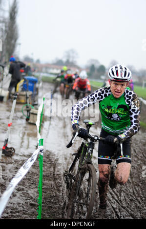 Derby, Regno Unito. Il 12 gennaio 2014. Cyclc-Cross Campionati Nazionali 11-12Gennaio 2014. Credito: Ian Francesco/Alamy Live News Foto Stock