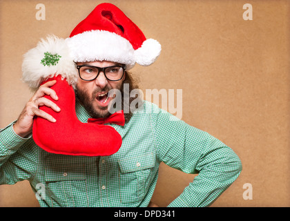 Bel uomo vestiti da Babbo Natale Foto Stock