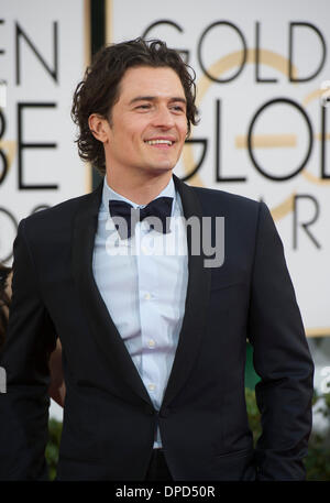 Beverly Hills, in California, Stati Uniti d'America. Xii gen, 2014. Attore Orlando Bloom arriva per la settantunesima Annuale di Golden Globe Awards di Beverly Hills, in California, negli Stati Uniti il 7 gennaio 12, 2014. Credito: Yang Lei/Xinhua/Alamy Live News Foto Stock