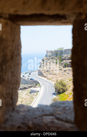 Vista dalla merlatura della fortezza veneziana di Rethimno, Creta, Grecia Foto Stock