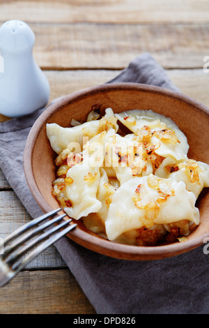 Ucraino con gnocchi di patate, cibo closeup Foto Stock