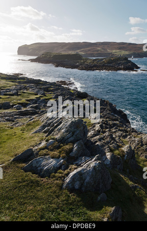 Vista attraverso il suono di vitello al polpaccio dell uomo, Isola di Man Foto Stock