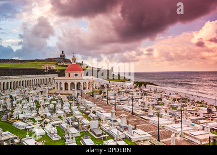 San Juan, Puerto Rico cimitero storico di Fort San Felipe del Morro. Foto Stock