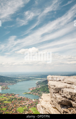 Lago Tegernesee da Mt Wallberg, Baviera, Germania Foto Stock