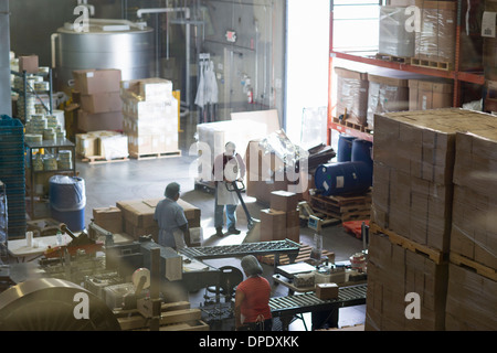 Lavoratori in fabbrica nel magazzino di distribuzione Foto Stock