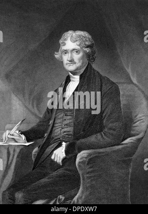 Thomas Jefferson (1743-1826) su incisione dal 1873. Foto Stock