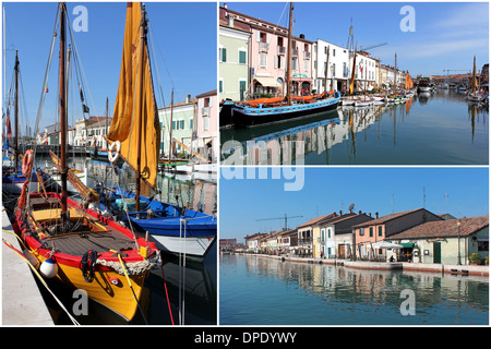 Insieme di foto da Cesenatico in Italia Foto Stock