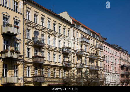 Rinnovato di vecchi edifici, Prenzlauer Berg, Pankow, Berlino, Germania Foto Stock