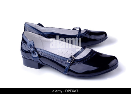 Deep-scarpe blu su sfondo bianco Foto Stock