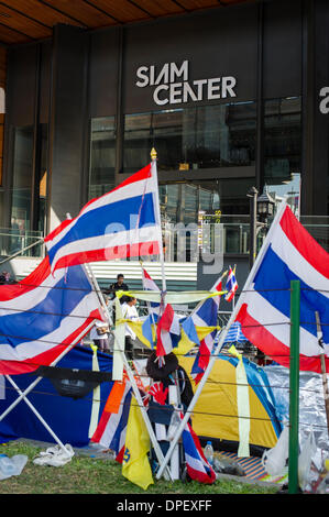 Bangkok, Tailandia. 14 gennaio 2014. anti-governo manifestanti continuare nel secondo giorno della 'Bangkok arresto'. Credito: Christopher Riddler/Alamy Live News Foto Stock