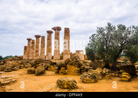 Tempio di Ercole (Tempio di Ercole), Valle dei Templi, Agrigento, sito UNESCO, Sicilia, Italia Foto Stock