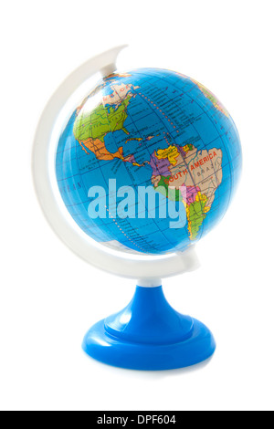 Blue Globe isolato su uno sfondo bianco Foto Stock