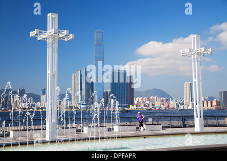 International Commerce Centre (ICC) da Sun Yat Sen Memorial Park, Hong Kong, Cina, Asia Foto Stock