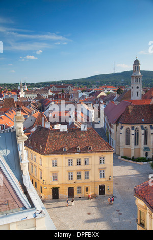 Vista della piazza principale, Sopron, Western oltre Danubio, Ungheria, Europa Foto Stock