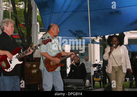 Giugno 13, 2006 - New York New York, Stati Uniti - Il leggendario soul band, Booker T & THE MGs ESEGUIRE PRESSO LA METRO TECH PLAZA con il cantante SHARON JONES come parte della Brooklyn Academy of Music di rhythm and blues festival.BROOKLYN 06-14-2007. SHARON JONES ESEGUENDO WITHBOOKER T. E MGs.K53491RM(Immagine di credito: © Rick Mackler/Globe foto/ZUMAPRESS.com) Foto Stock