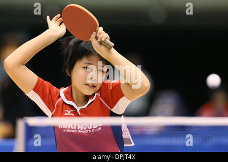 Tokyo Metropolitan Gymnasium, Tokyo, Giappone. Xiv gen, 2014. Yuka Umemura, 14 gennaio 2014 - Tennis da tavolo : tutto il Giappone Ping Pong Campionati donne single Junior presso il Tokyo Metropolitan Gymnasium, Tokyo, Giappone. Credito: AFLO SPORT/Alamy Live News Foto Stock