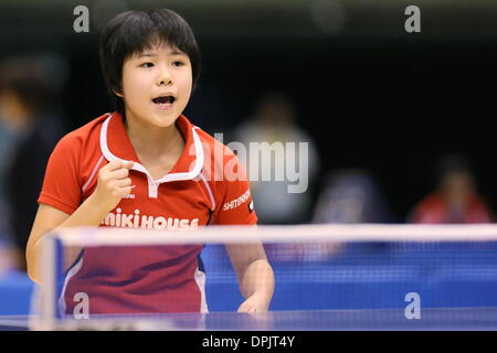 Tokyo Metropolitan Gymnasium, Tokyo, Giappone. Xiv gen, 2014. Yuka Umemura, 14 gennaio 2014 - Tennis da tavolo : tutto il Giappone Ping Pong Campionati donne single Junior presso il Tokyo Metropolitan Gymnasium, Tokyo, Giappone. Credito: AFLO SPORT/Alamy Live News Foto Stock