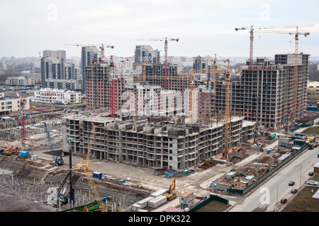 Cantiere con opere di fondazione Foto Stock