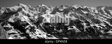 Alpi svizzere dalla vetta del Monte Pilatus Kulm mountain range, Canton Lucerna, Svizzera, Europa Foto Stock