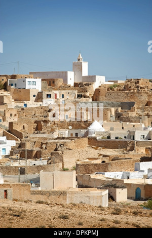 Villaggio Tamezret in Tunisia. Foto Stock