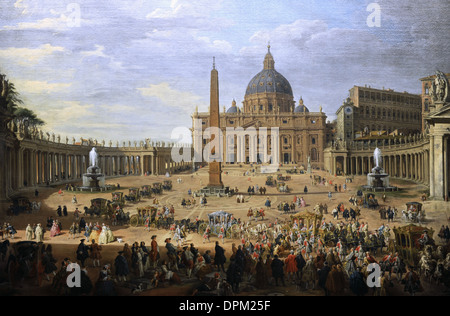 Giovanni Paolo Panini (1691-1765). Pittore italiano. L'uscita del Duca di Choiseul di Piazza San Pietro a Roma, 1754. Foto Stock