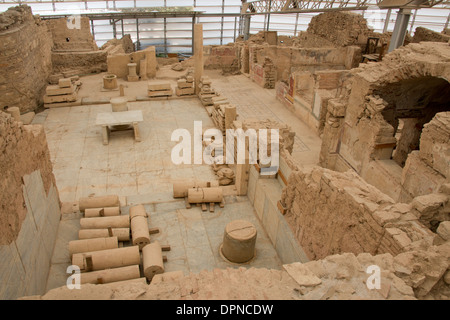 Turchia, Efeso. Centro storico case Terrazza. Panoramica degli interni del complesso del museo con le antiche rovine. Foto Stock