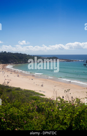 Spiaggia di acqua dolce con surfers in oceano spiagge settentrionali Warringah Sydney New South Wales AUSTRALIA Foto Stock