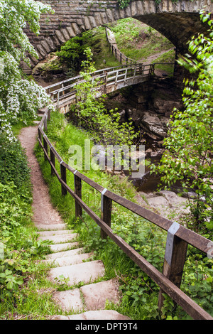 Il sentiero oltre Murk Esk, North York Moors Rail Bridge, North Yorkshire, Inghilterra Foto Stock