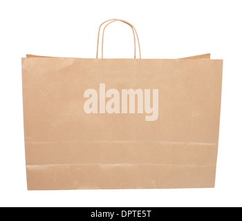 Carta shopping bag isolato su bianco Foto Stock