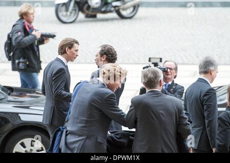 Berlino, Germania. 15 gennaio, 2014. Il Ministro degli Esteri Steinmeier incontra i suoi omologhi provenienti da Austria, Sebastian Kurz, Conversazione in Foreign Office. I colloqui sono diverse relazioni bilaterali, lo sviluppo dell' Unione europea e le questioni internazionali. Credito: Goncalo Silva/NurPhoto/ZUMAPRESS.com/Alamy Live News Foto Stock
