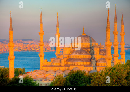 La Moschea Blu, Istanbul, Turchia, costruito 1609, Mar Nero in prossimità del Bosforo, Sito del Patrimonio Mondiale Foto Stock