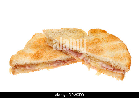 Tostato formaggio e prosciutto sandwich isolati contro white Foto Stock