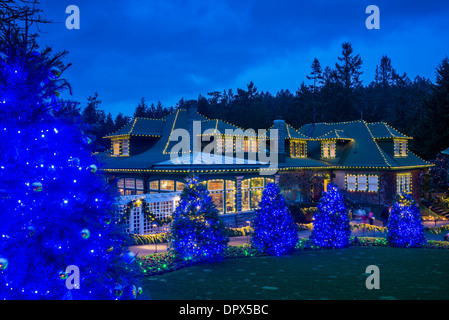 Display di natale, Butchart Gardens, Brentwood Bay, l'isola di Vancouver, British Columbia, Canada Foto Stock