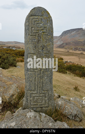 Dei primi Cristiani croce inscritta pilastro Glencolumbkille County Donegal Irlanda Foto Stock