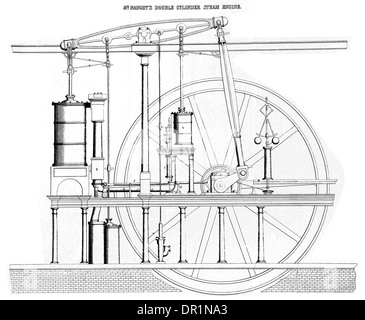 William McNaught. doppio fascio di cilindro di motore a vapore a circa 1840 Foto Stock