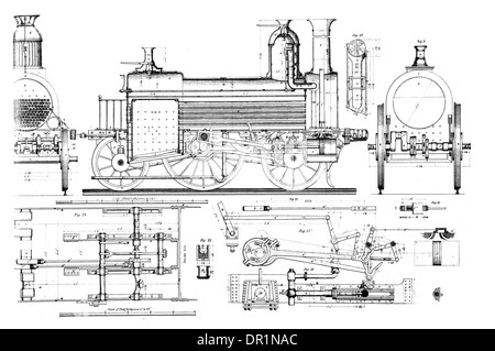 Treno motore di Londra e South Western Railway n. 8A circa 1860 Foto Stock