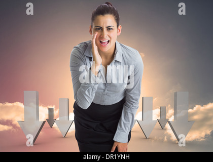 Immagine composita di imprenditrice urlando Foto Stock