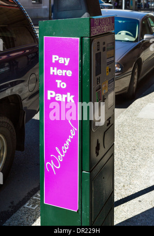 Parcheggio macchina nel centro di Olympia, Washington, Stati Uniti d'America Foto Stock