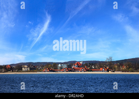 Vista dal molo della spiaggia di Sopot, Polonia. Foto Stock