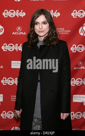 Park City, UT, STATI UNITI D'AMERICA. Xvii gen, 2014. Keira Knightley presso gli arrivi per LAGGIES Premiere al Sundance Film Festival 2014, il Teatro Eccles, Park City, UT 17 Gennaio, 2014. Credito: James Atoa/Everett raccolta/Alamy Live News Foto Stock