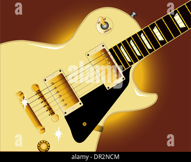 Close up definitivo del rock and roll chitarra in crema Foto Stock