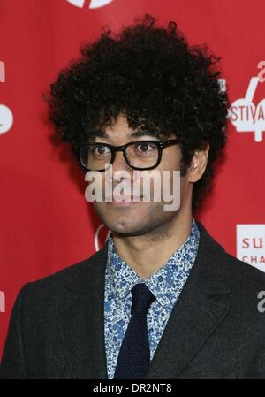 Park City, UT, STATI UNITI D'AMERICA. Xvii gen, 2014. Richard Ayoade presso gli arrivi per la doppia Premiere al Sundance Film Festival 2014, le vinacce, Park City, UT 17 Gennaio, 2014. Credito: James Atoa/Everett raccolta/Alamy Live News Foto Stock