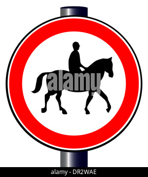 Una grande rotonda rossa la visualizzazione del traffico a cavallo e cavaliere Foto Stock