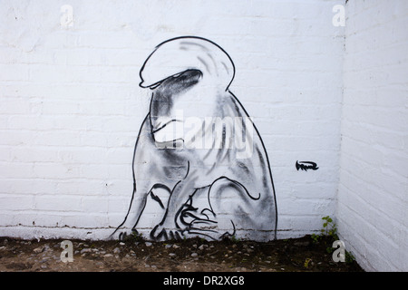 Graffiti di una scimmia macaco di Gibilterra. Foto Stock