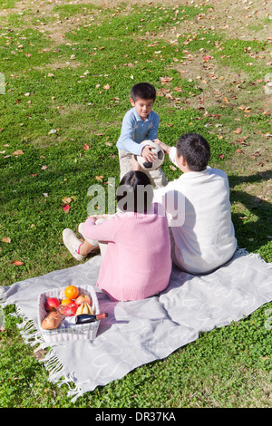 Famiglia avente picnic Foto Stock