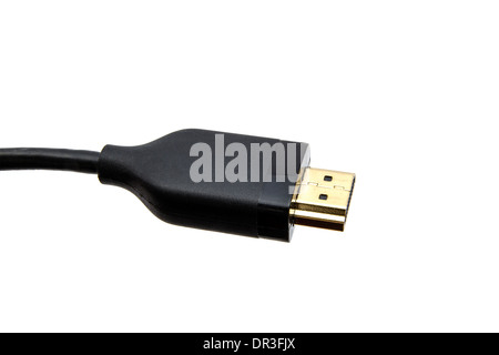 Cavo HDMI isolati su sfondo bianco Foto Stock
