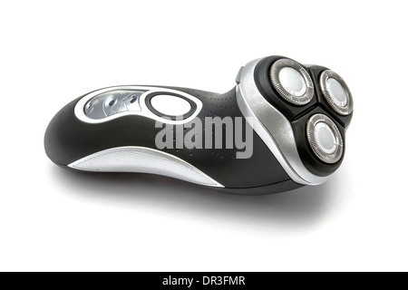 Rasoio elettrico closeup su sfondo bianco Foto Stock