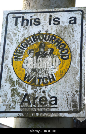 Neighborhood Watch segno, Glastonbury Regno Unito Foto Stock